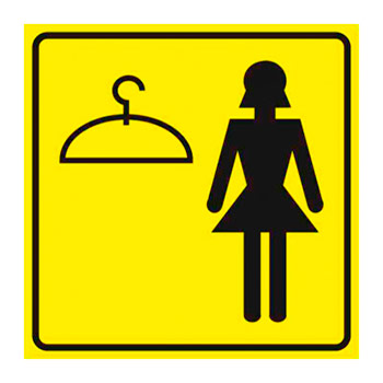 Тактильная пиктограмма «Женская раздевалка», ДС26 (пластик 2 мм, 150х150 мм)